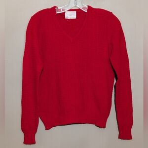 Pendleton Vintage 1960s Wool Red Wool Sweater, Size:Small